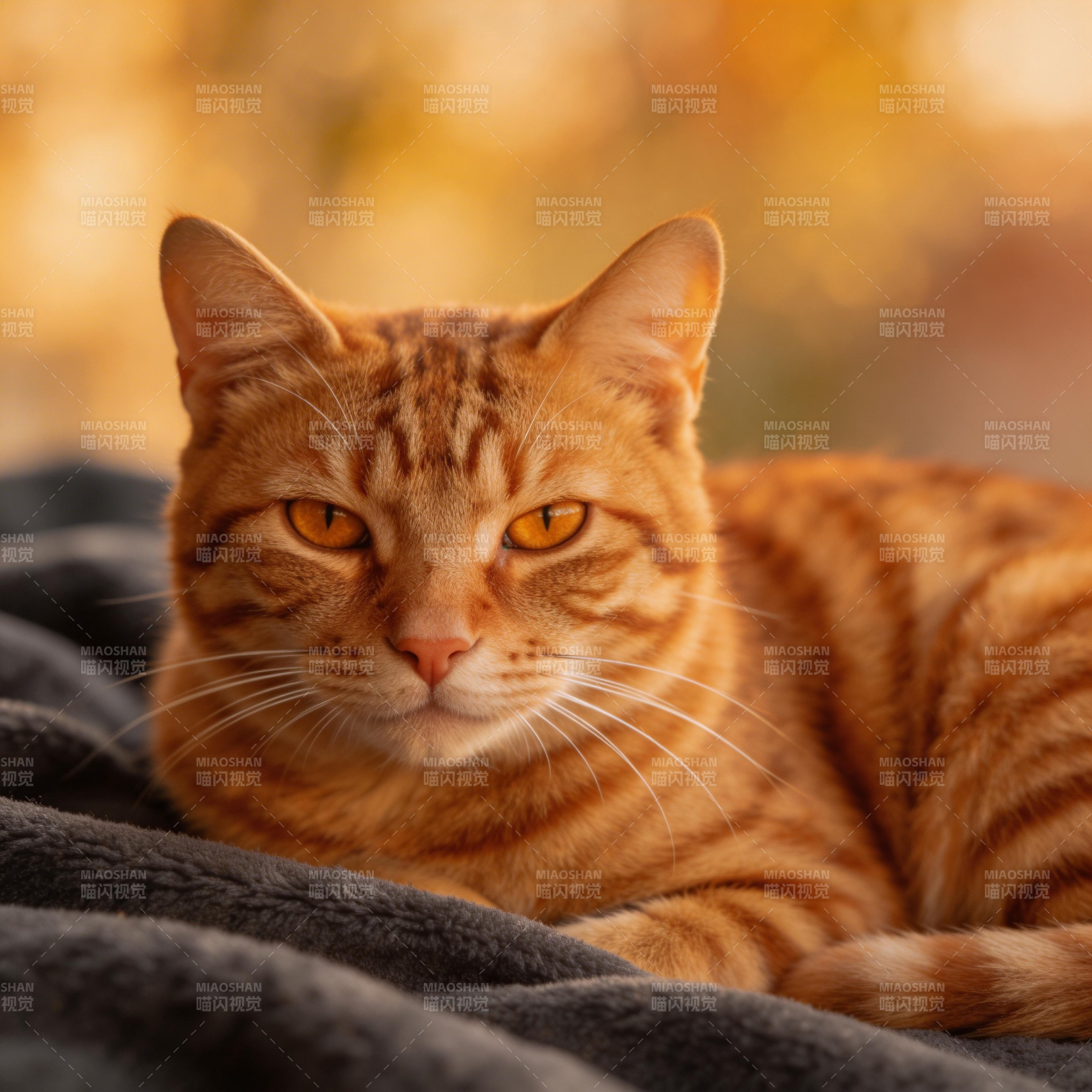 橙猫静卧暖阳中图片