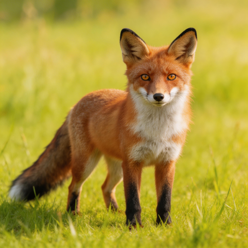 红狐草间凝视图片