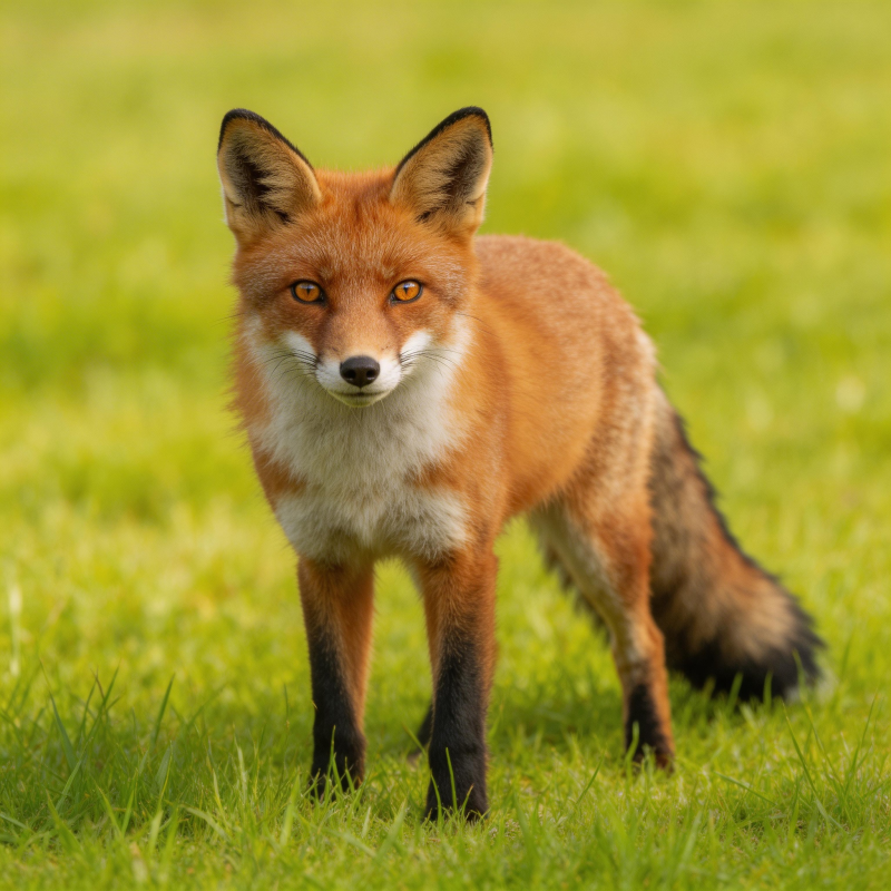 红狐草地上凝视图片