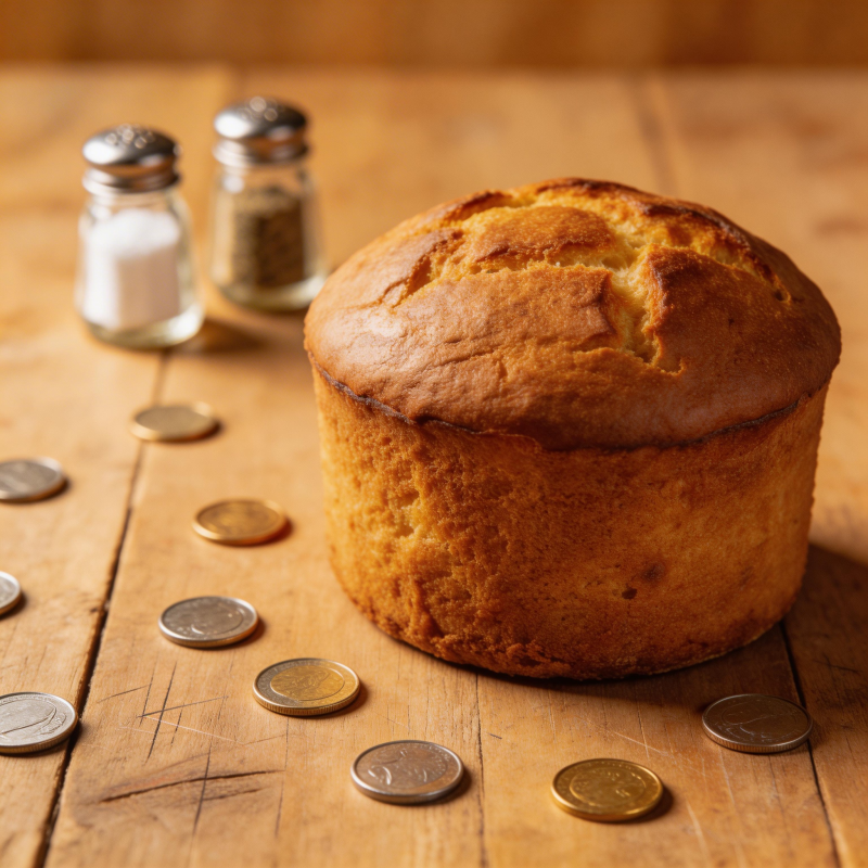 金黄面包与硬币图片