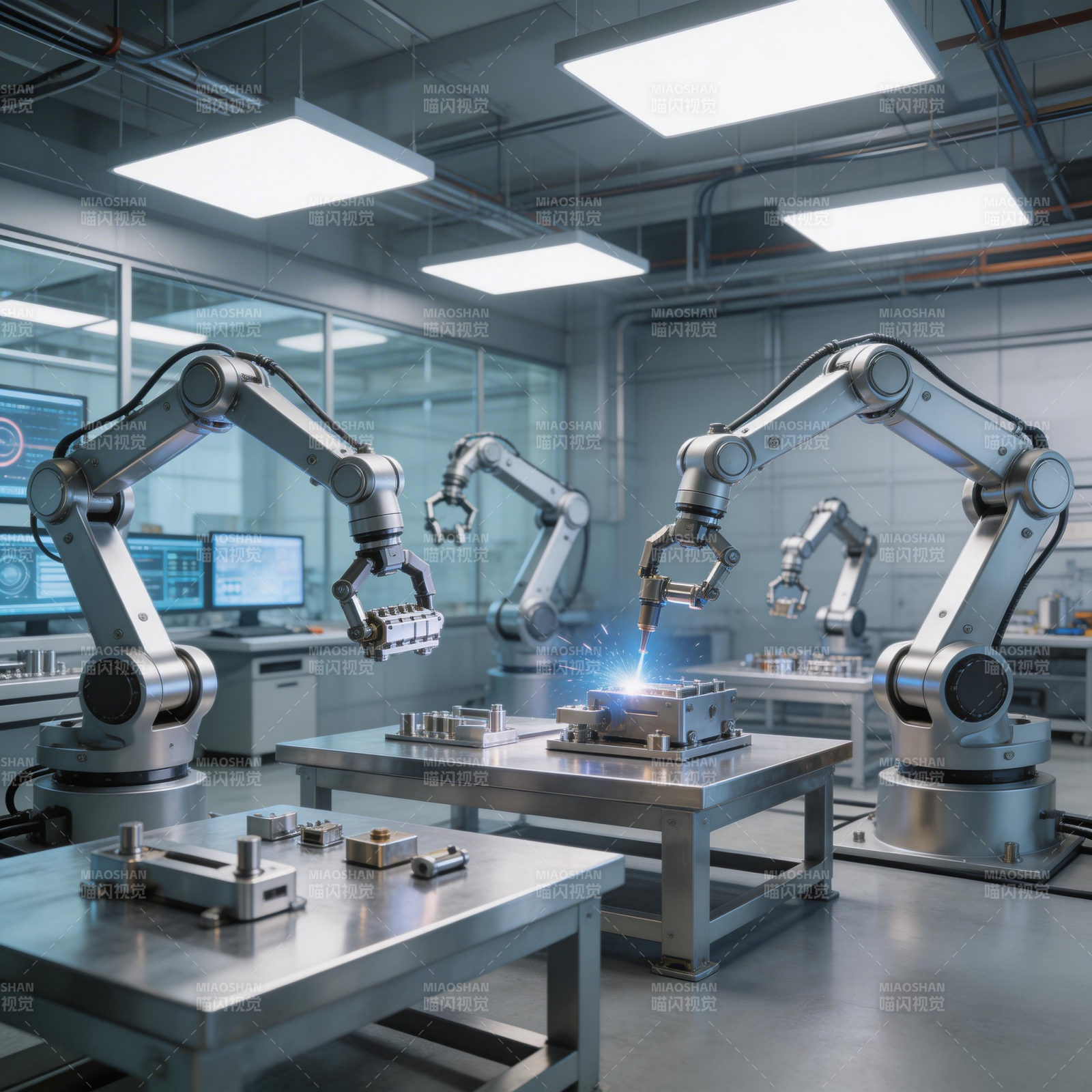 智能工厂机器人作业图片