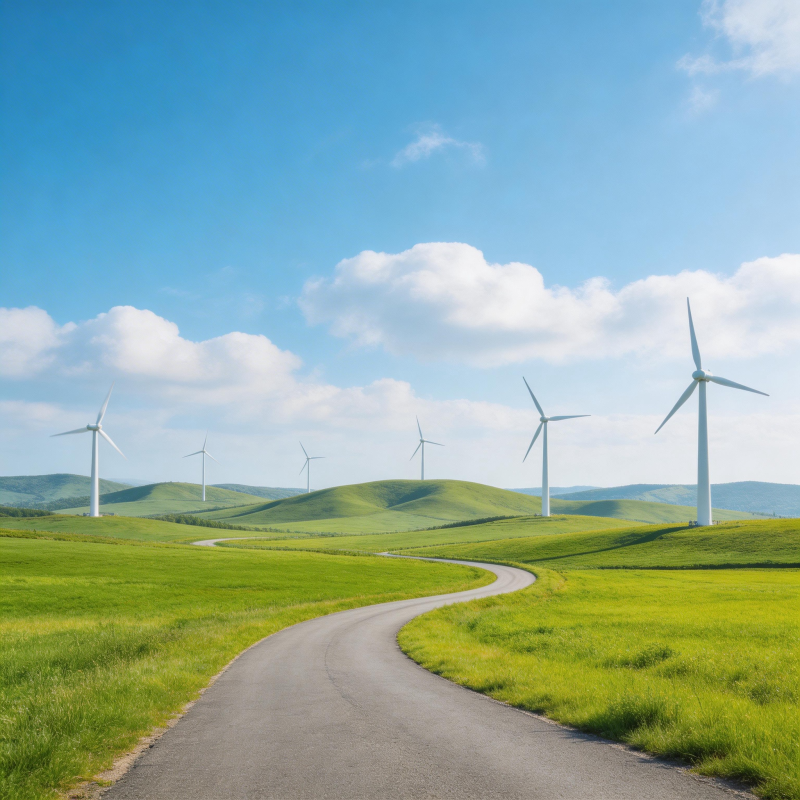 风车绿野风光图片