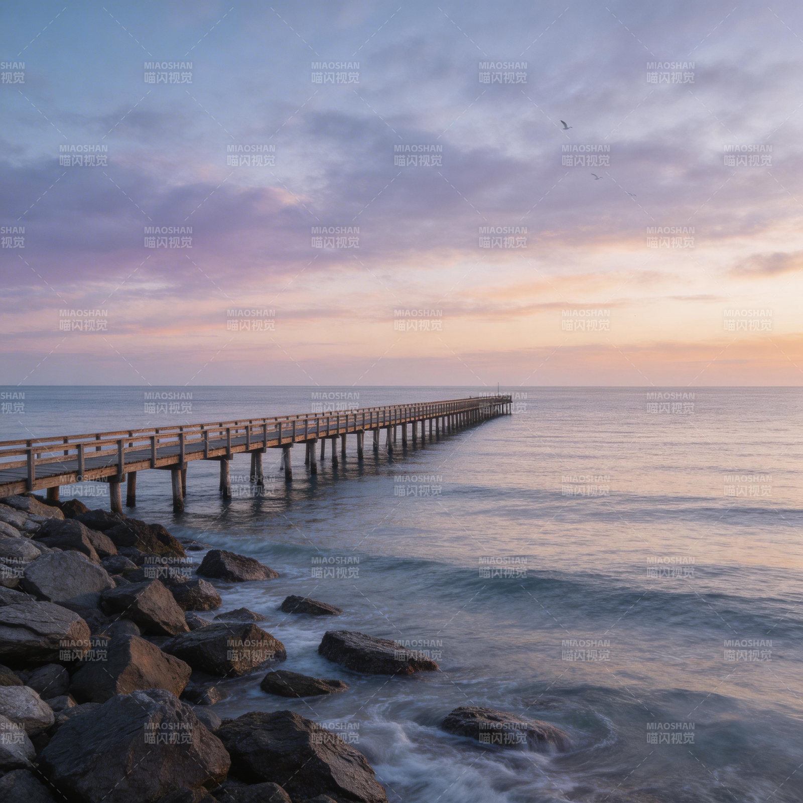 日落长桥海景图片