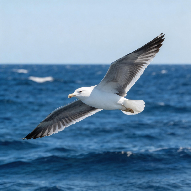 海鸥翱翔于碧海蓝天图片