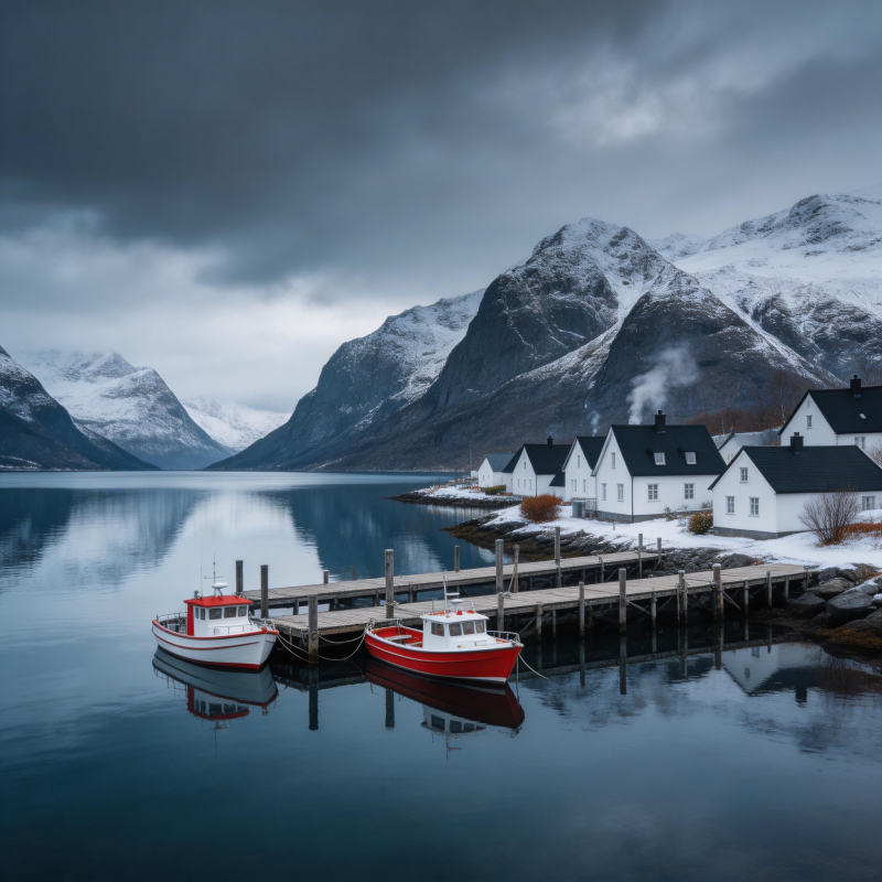 雪山湖畔小屋图片