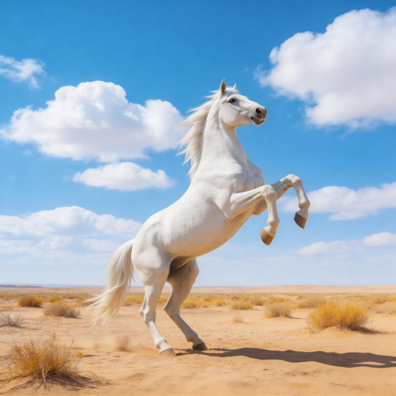 白骏腾跃沙漠图片