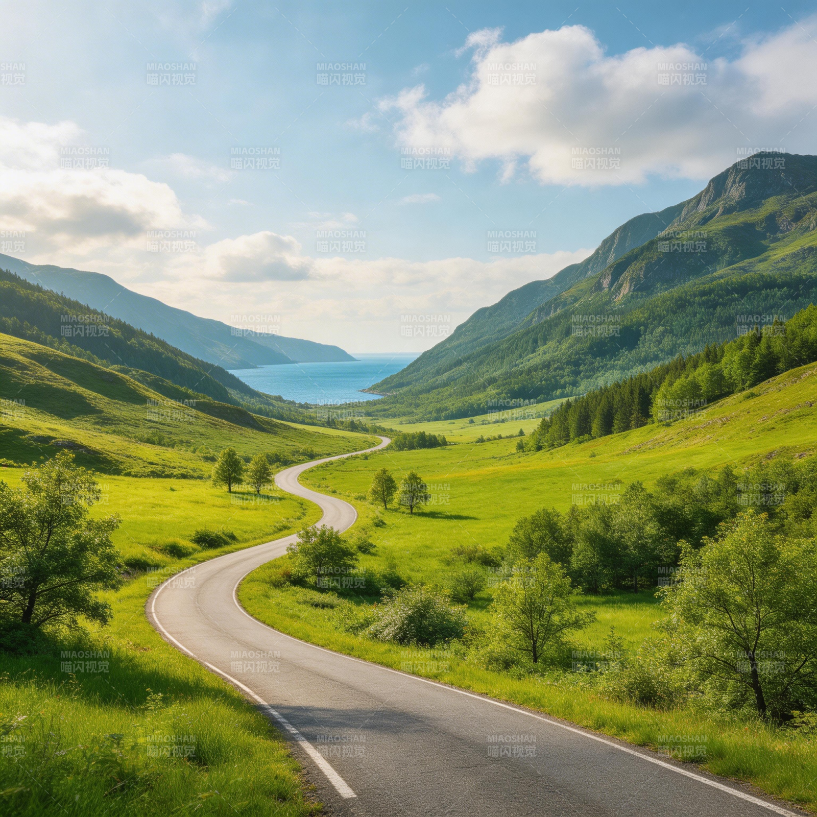 山间公路美景图片