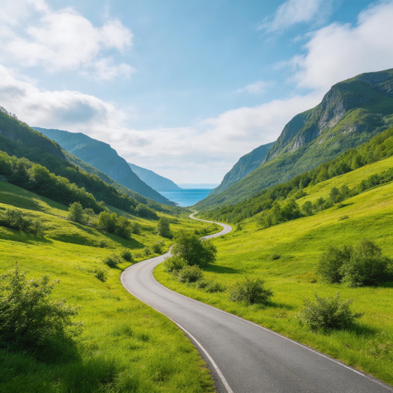 山间公路通向远方图片