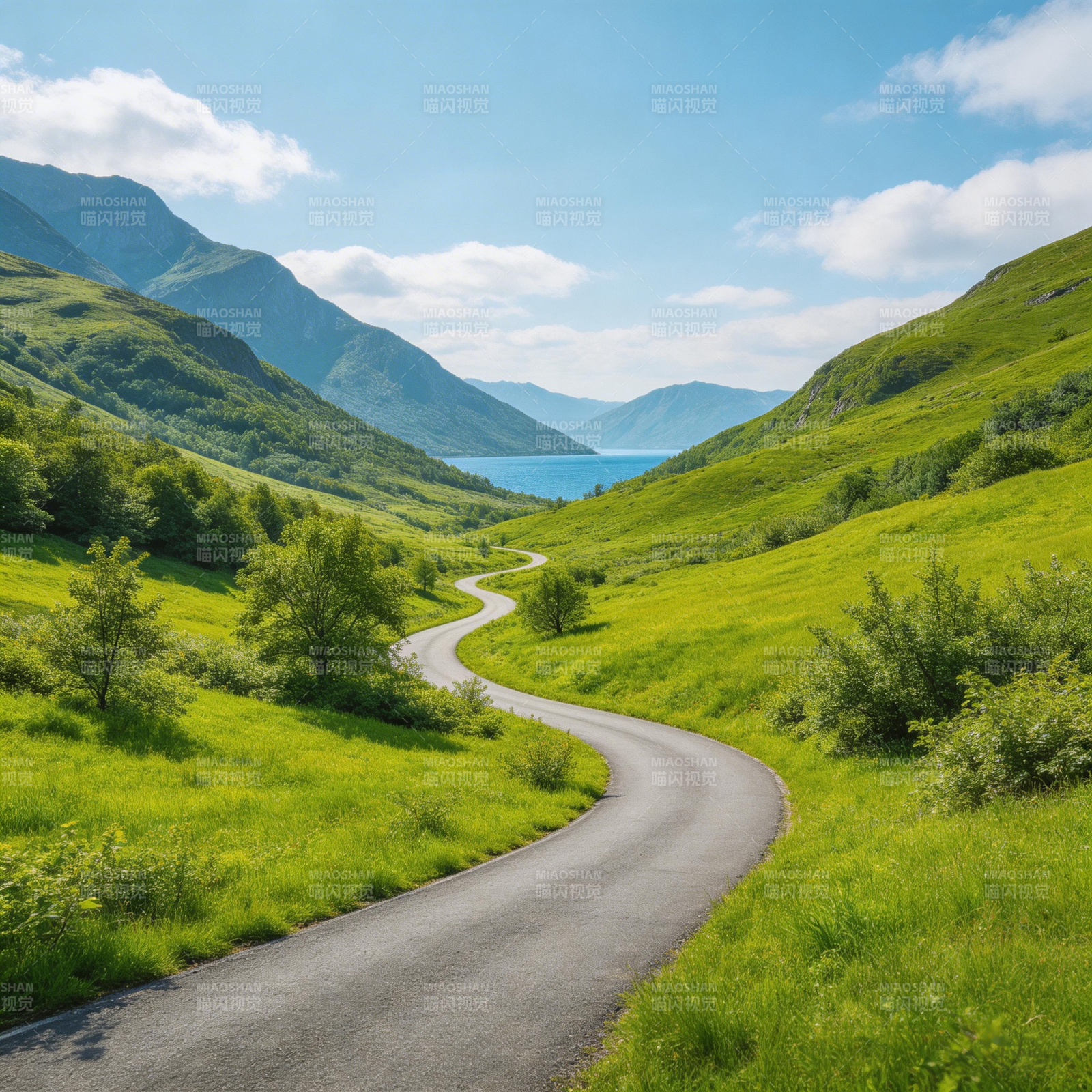 青山绿水间蜿蜒小路图片