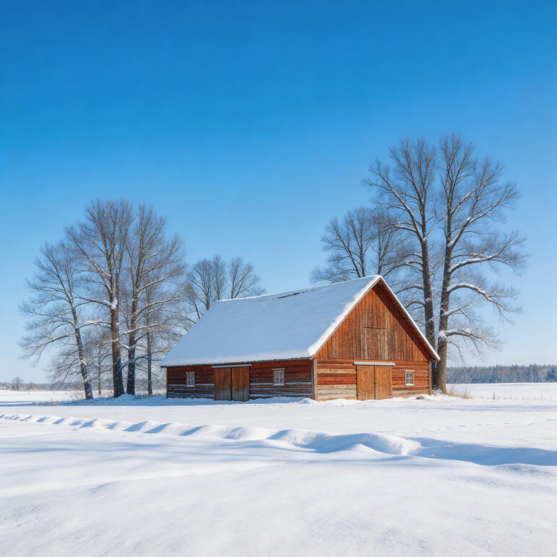 雪原木屋图片