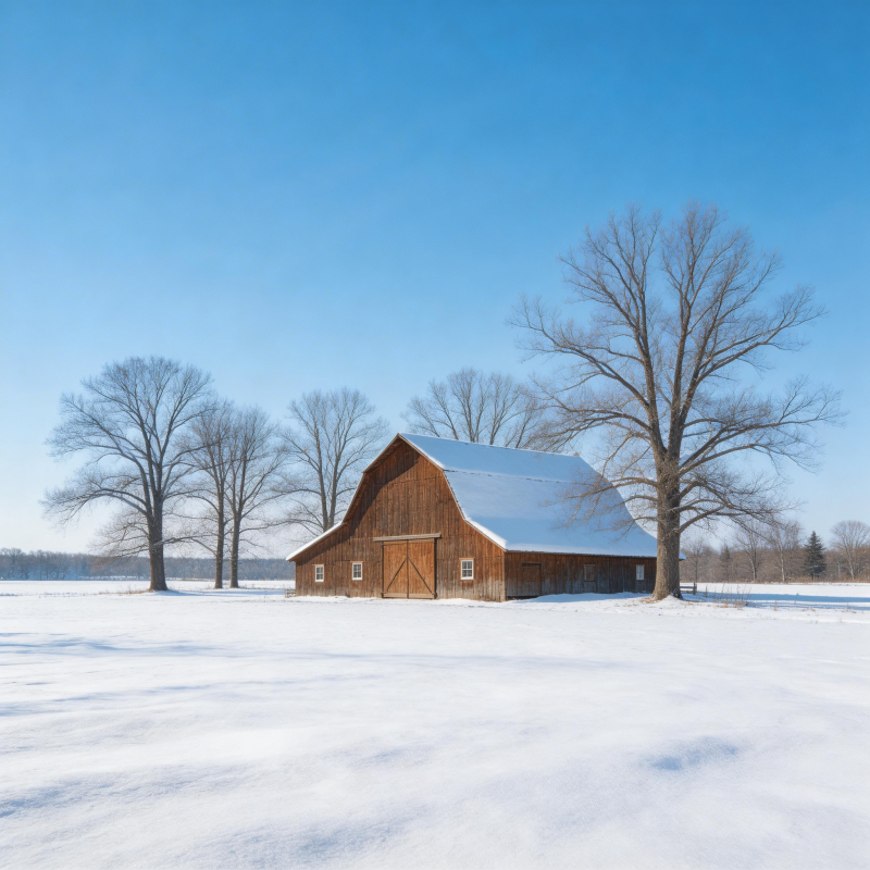 雪地中的木屋图片