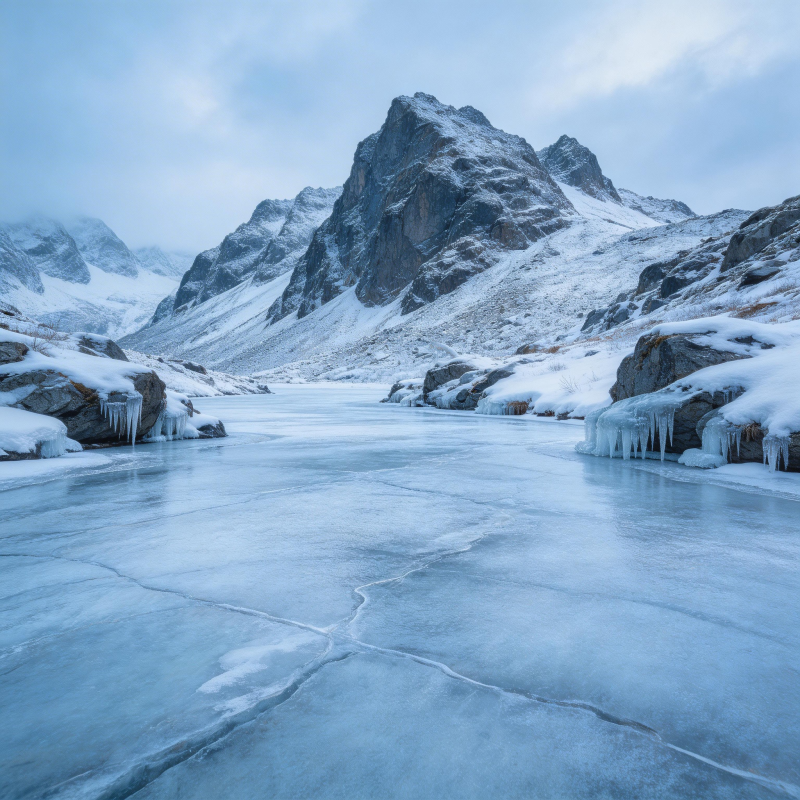 冰封山谷雪峰图片