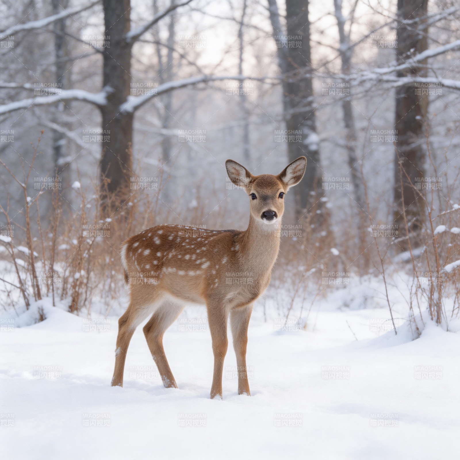 雪林小鹿图片