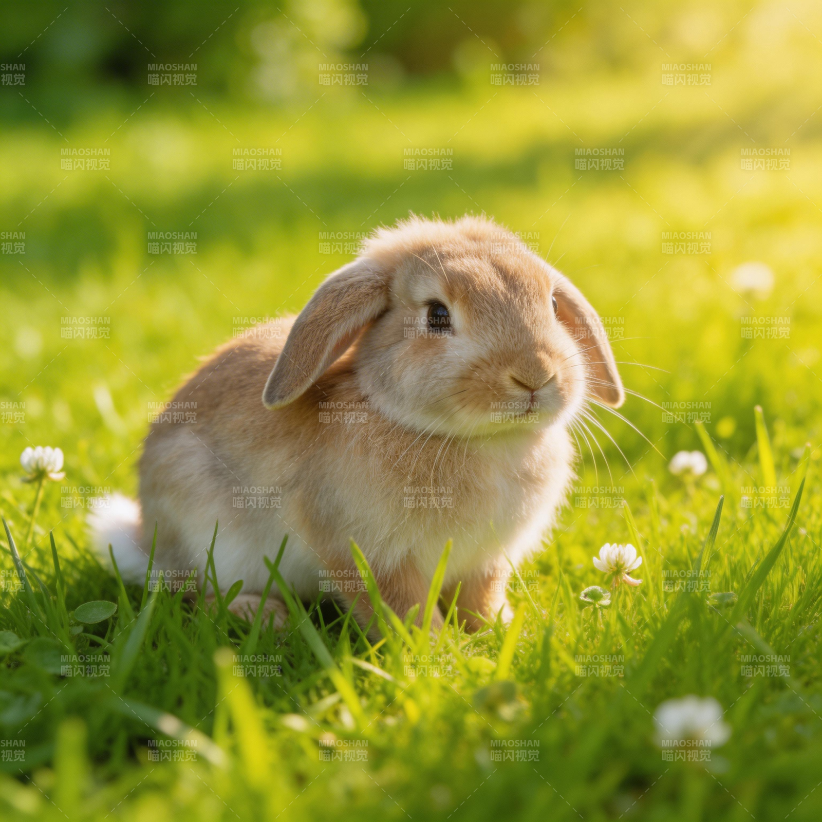 小兔草地上图片