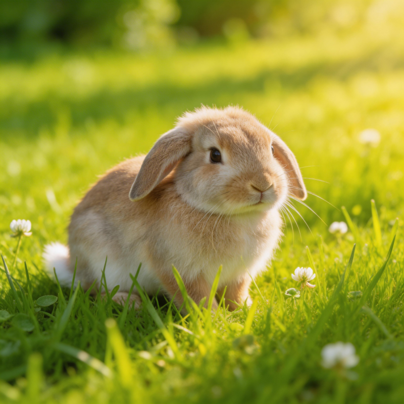小兔草地上图片