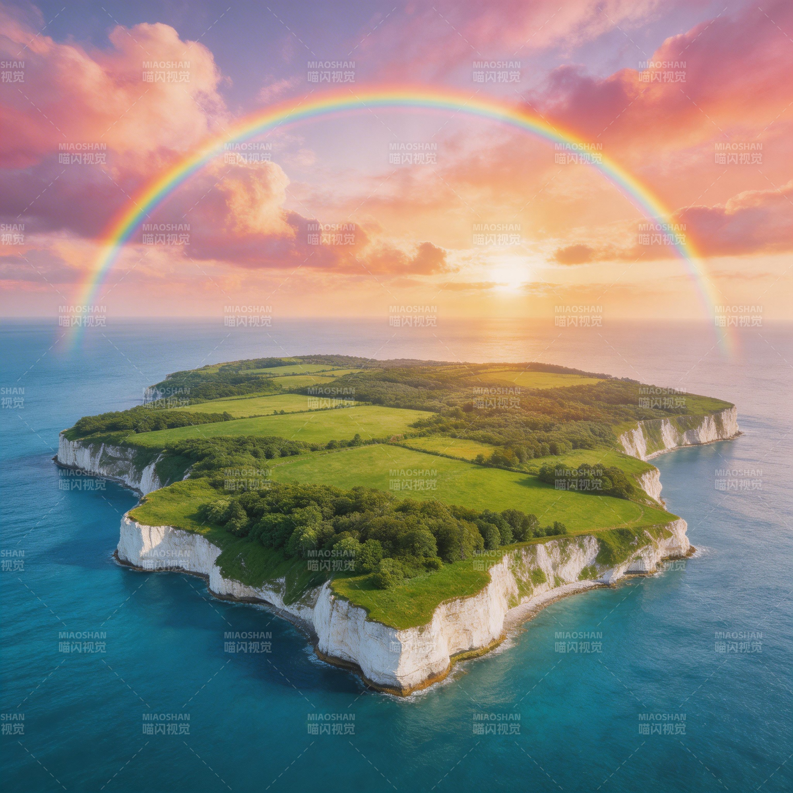 彩虹岛日出图片