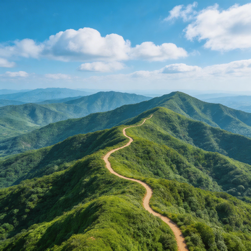 山间小径蜿蜒前行图片