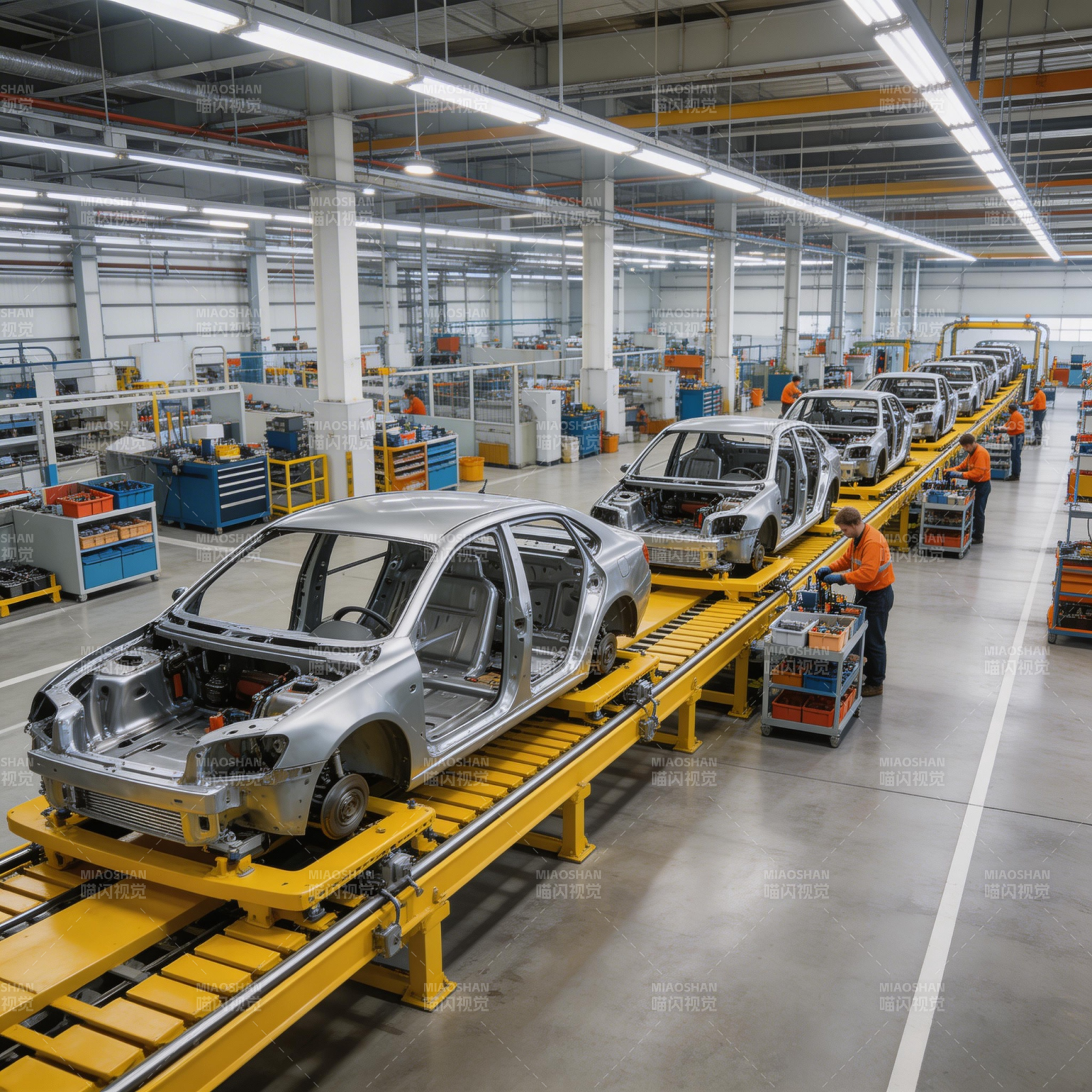 汽车生产线繁忙景象图片