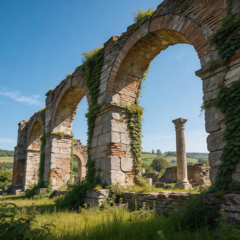 古罗马拱桥遗迹图片