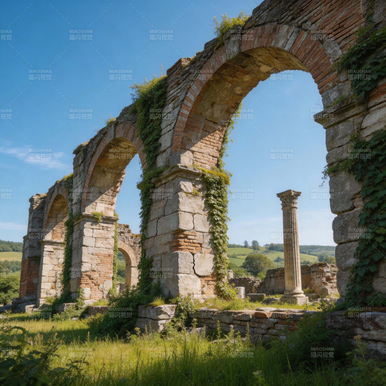 古罗马拱桥遗迹图片