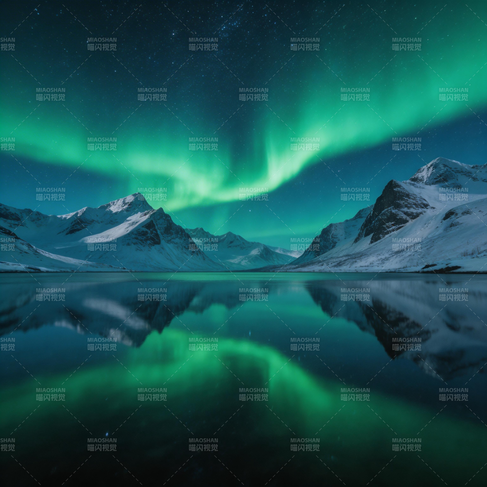 极光映雪山图片
