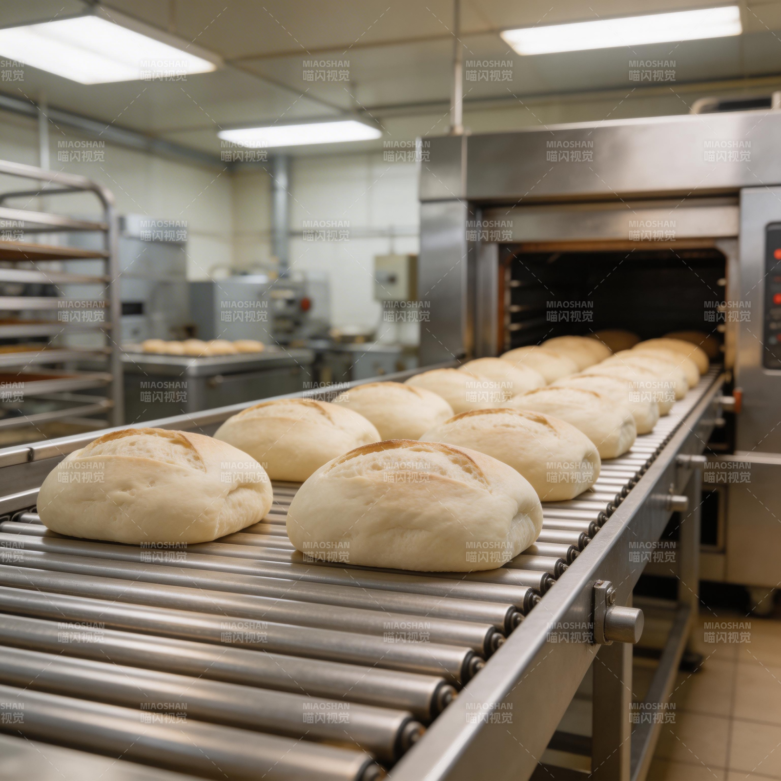 面包出炉生产线图片