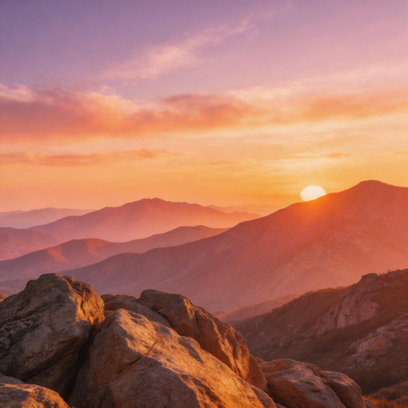 山巅日落美景图片