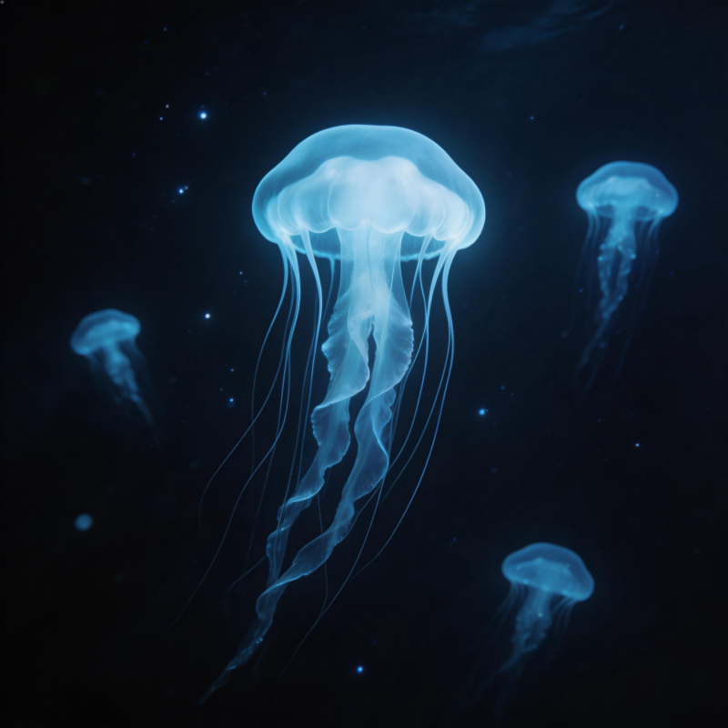 深海荧光水母图片