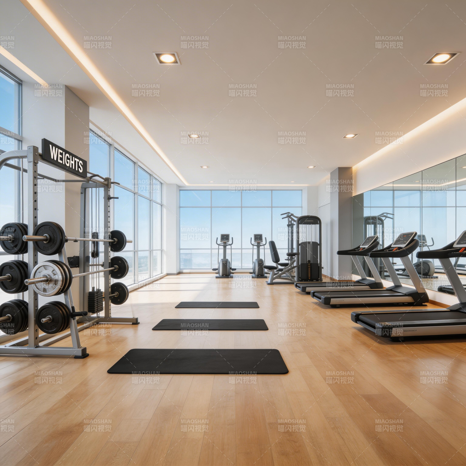 现代健身房全景图片