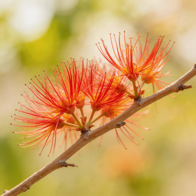 红花绽放枝头图片