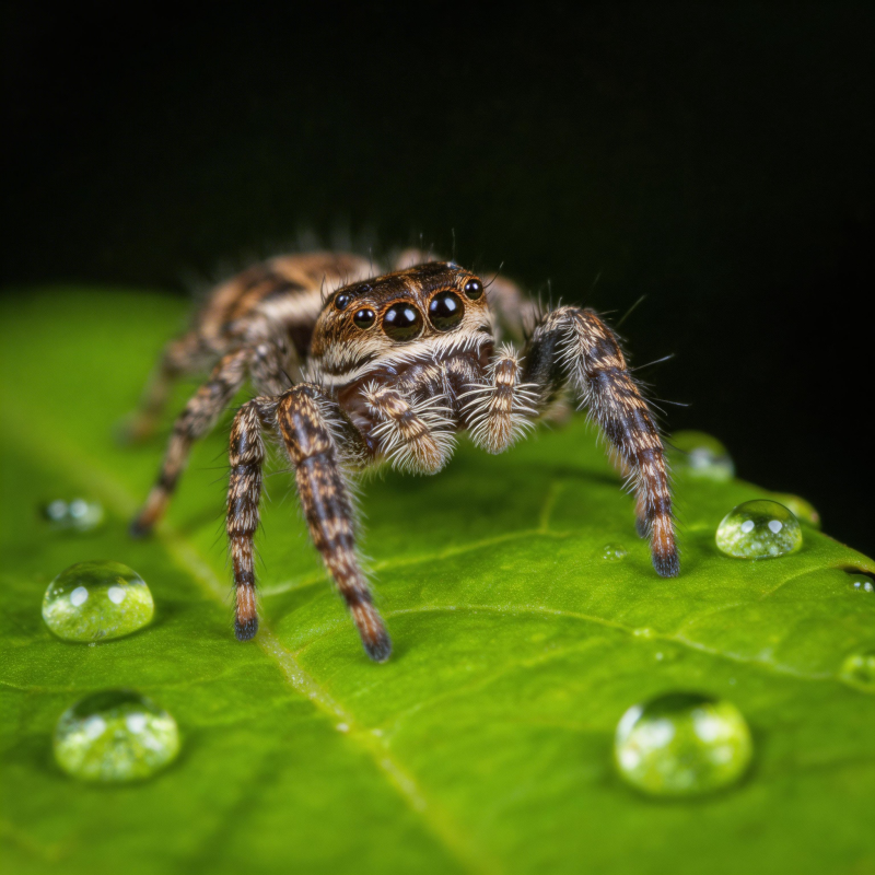 绿叶上的跳蛛图片