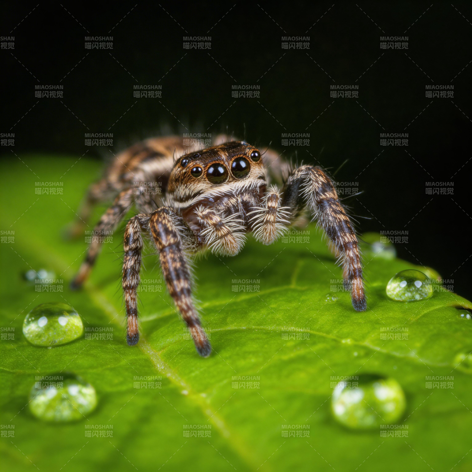 绿叶上的跳蛛图片
