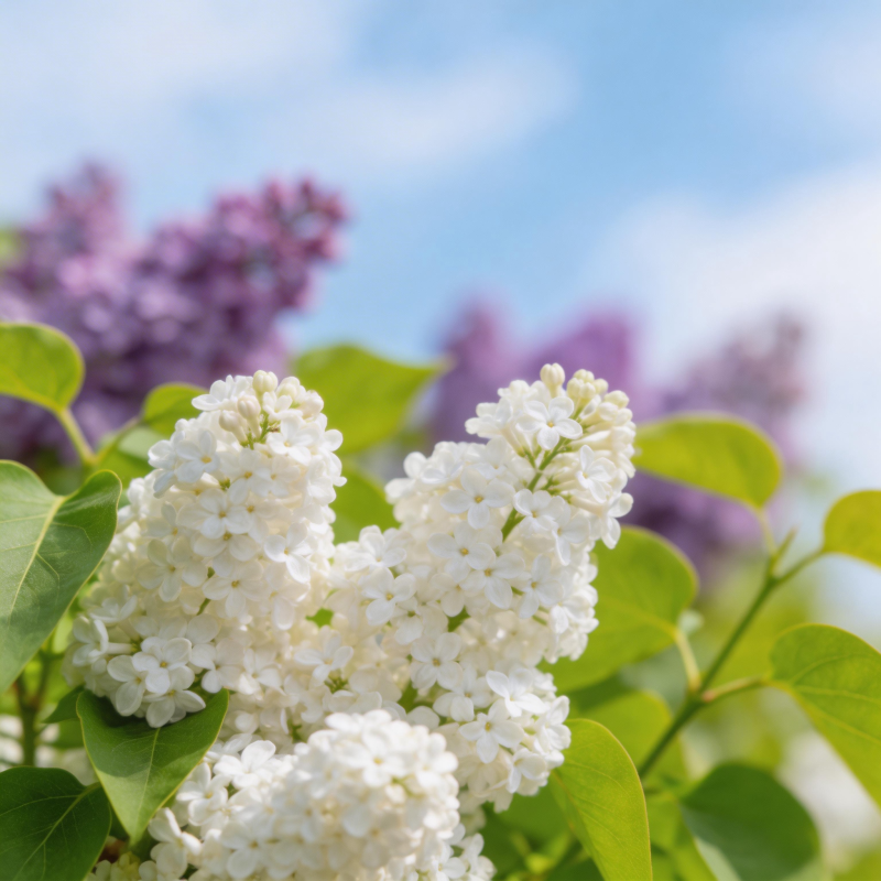 白紫丁香花绽放图片