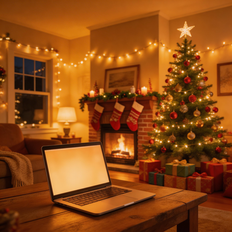 圣诞夜温馨宅家图片