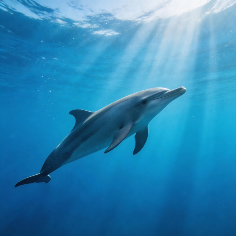 海豚跃动蓝光中图片