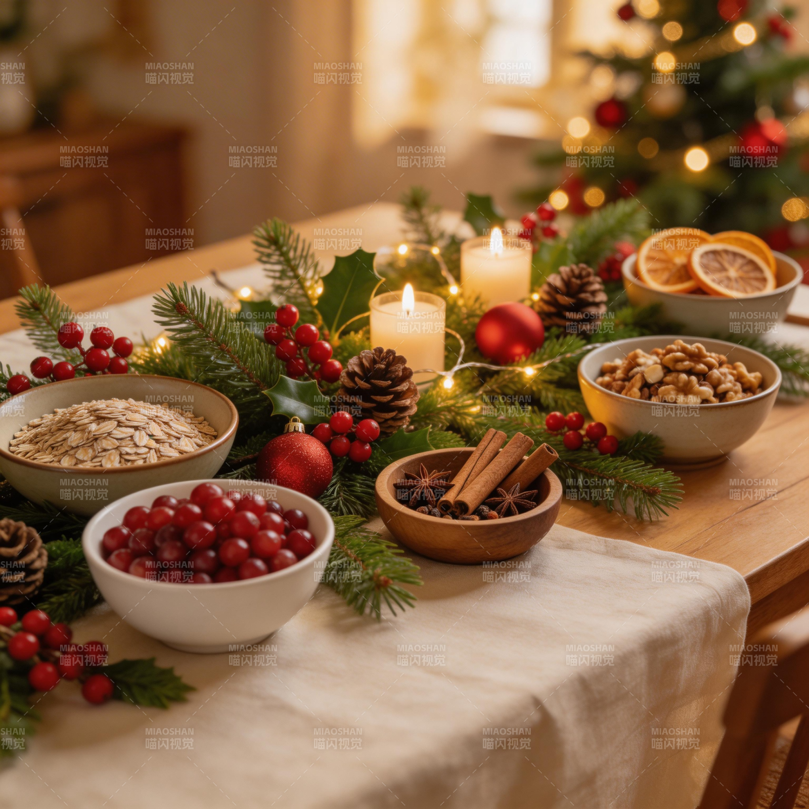 圣诞餐桌布置图片