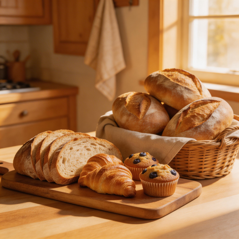 面包篮与早餐点心图片