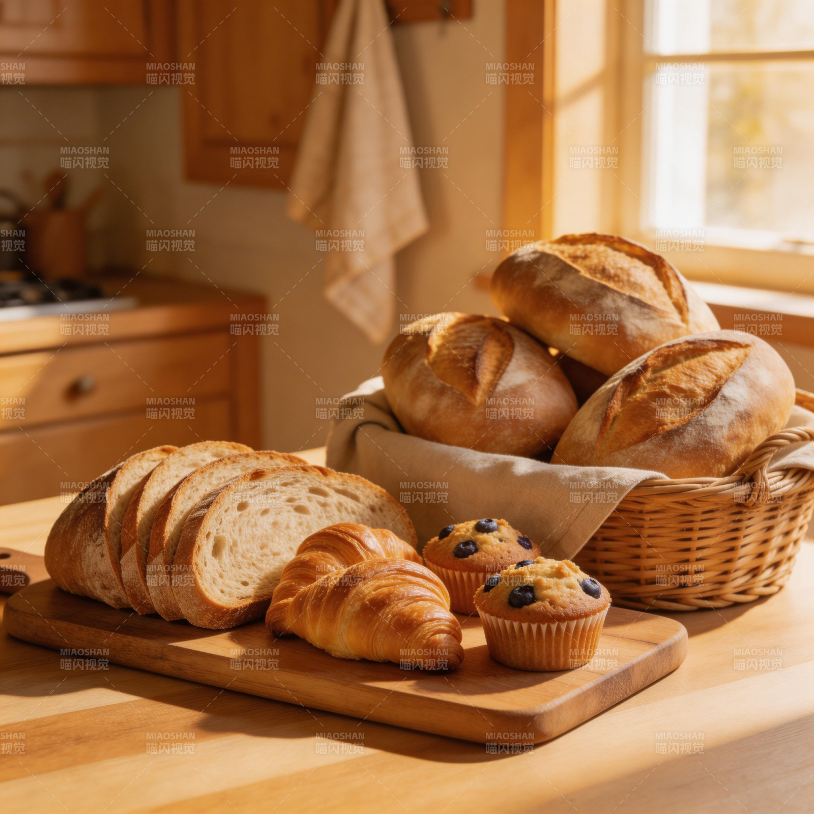 面包篮与早餐点心图片