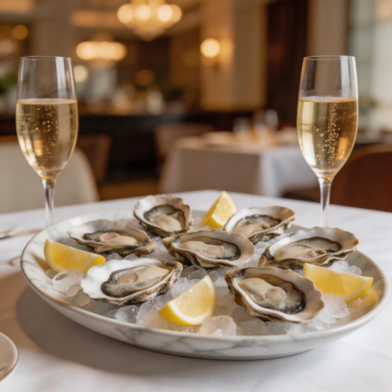 生蚝配香槟图片