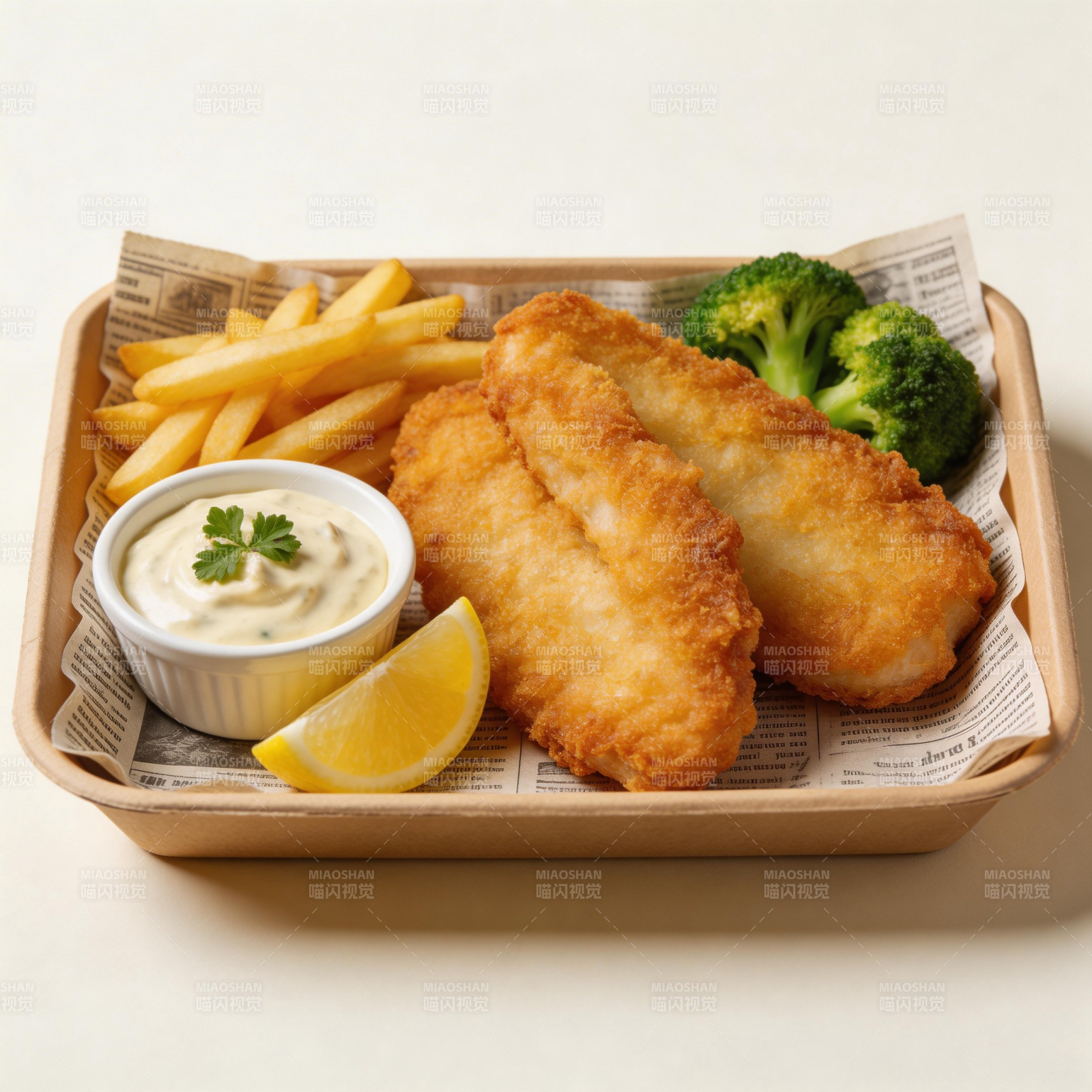 香煎鱼排配薯条图片