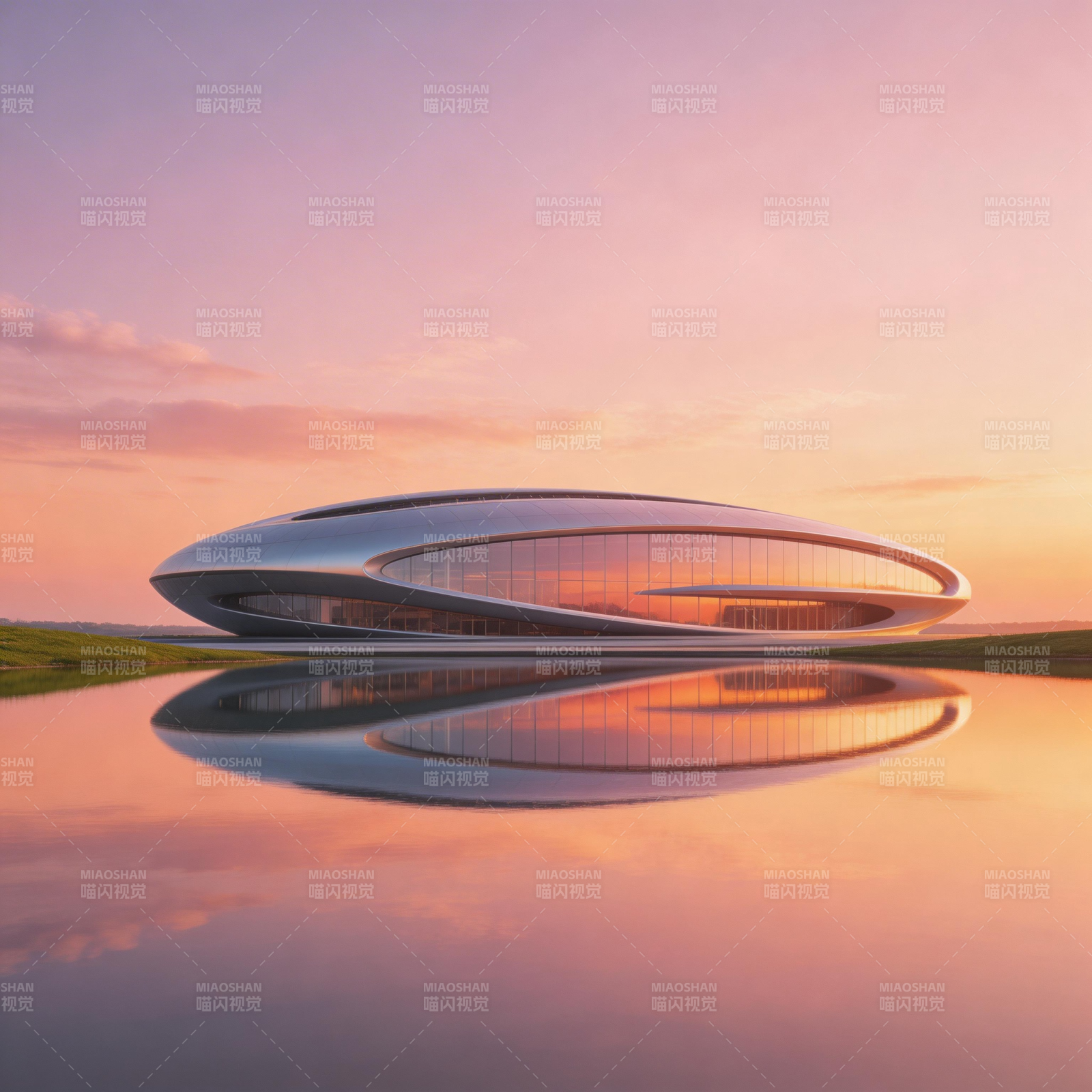 未来之环 镜湖映霞图片