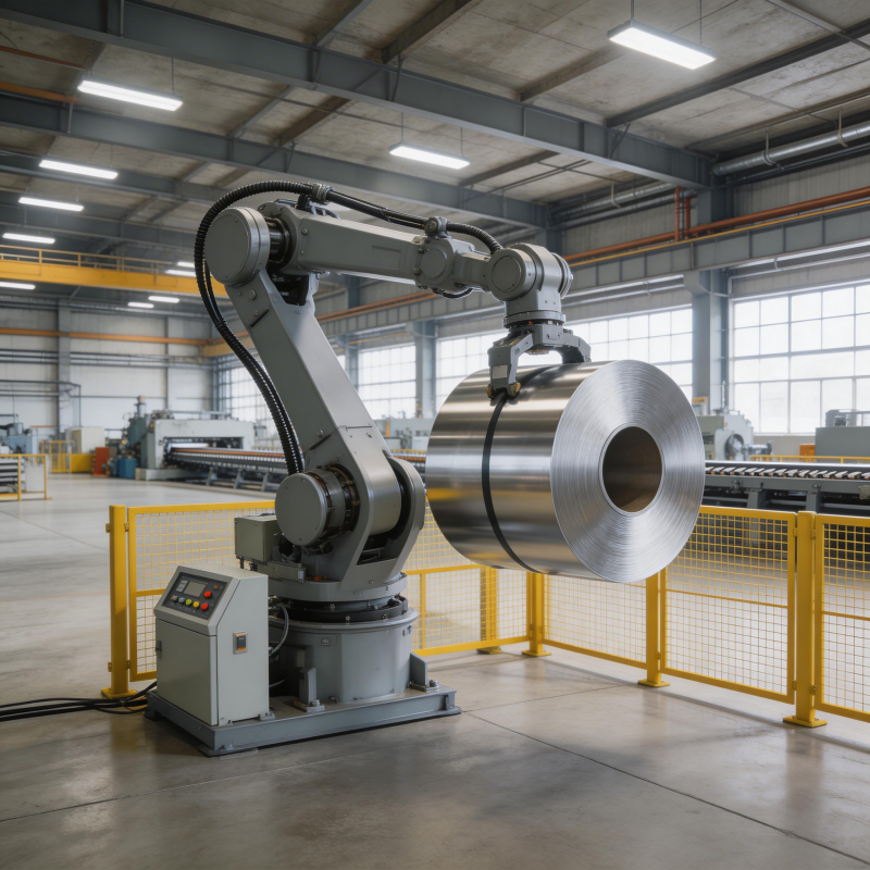 工业机器人搬运钢卷图片