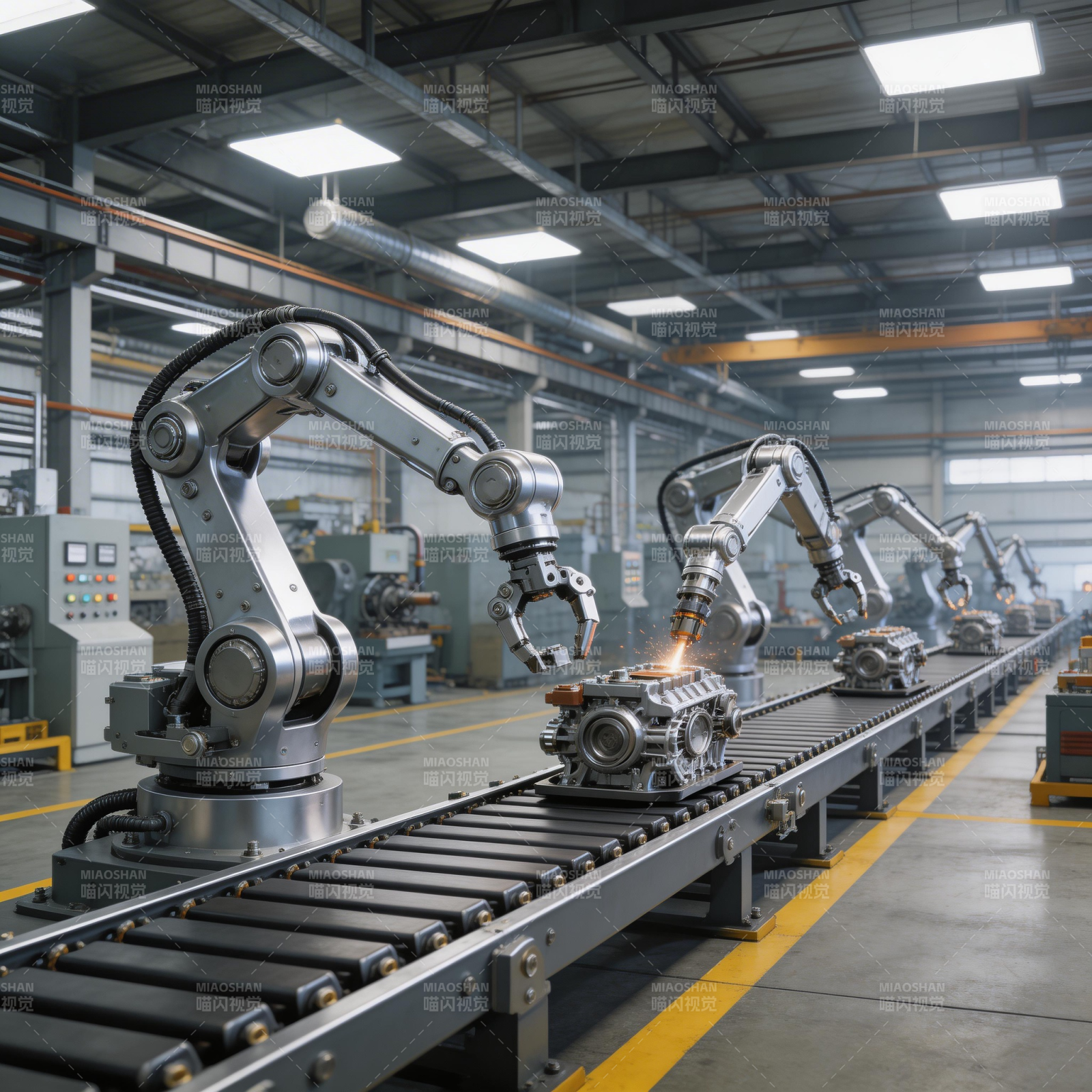 智能工厂机器人作业图片
