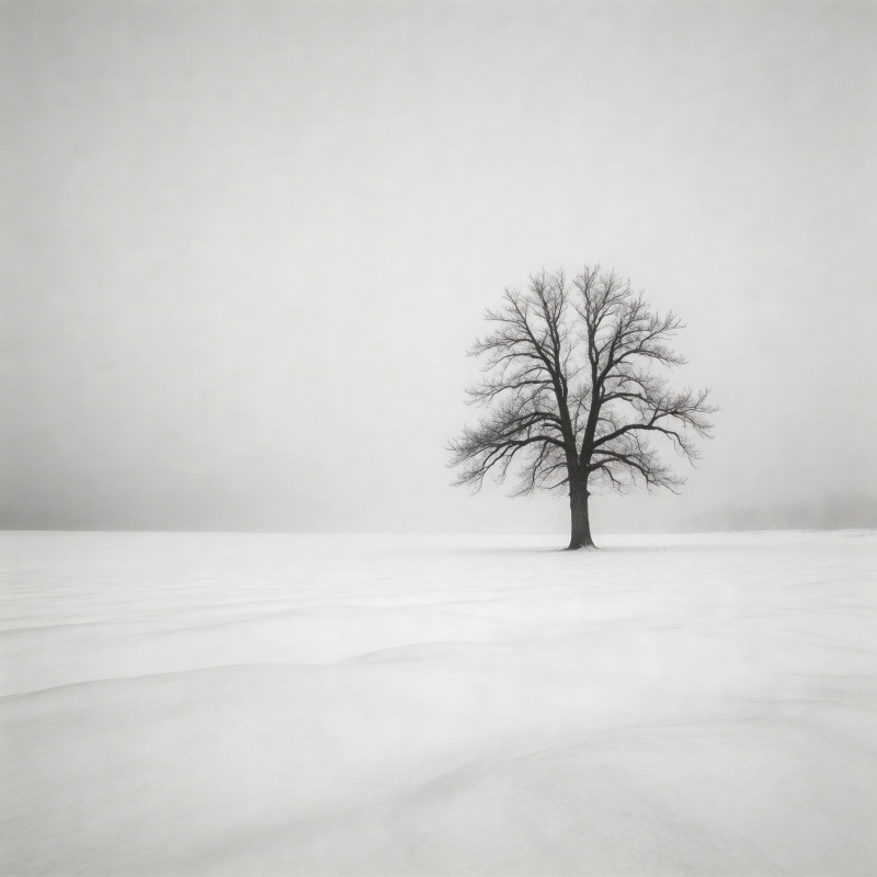 雪原孤树图片