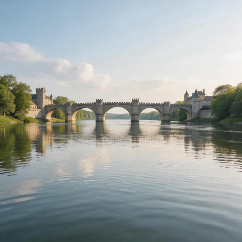 古桥映水静谧景图片