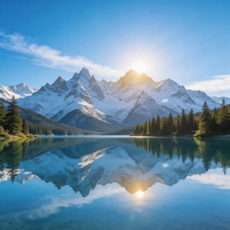 雪山倒影湖光图片