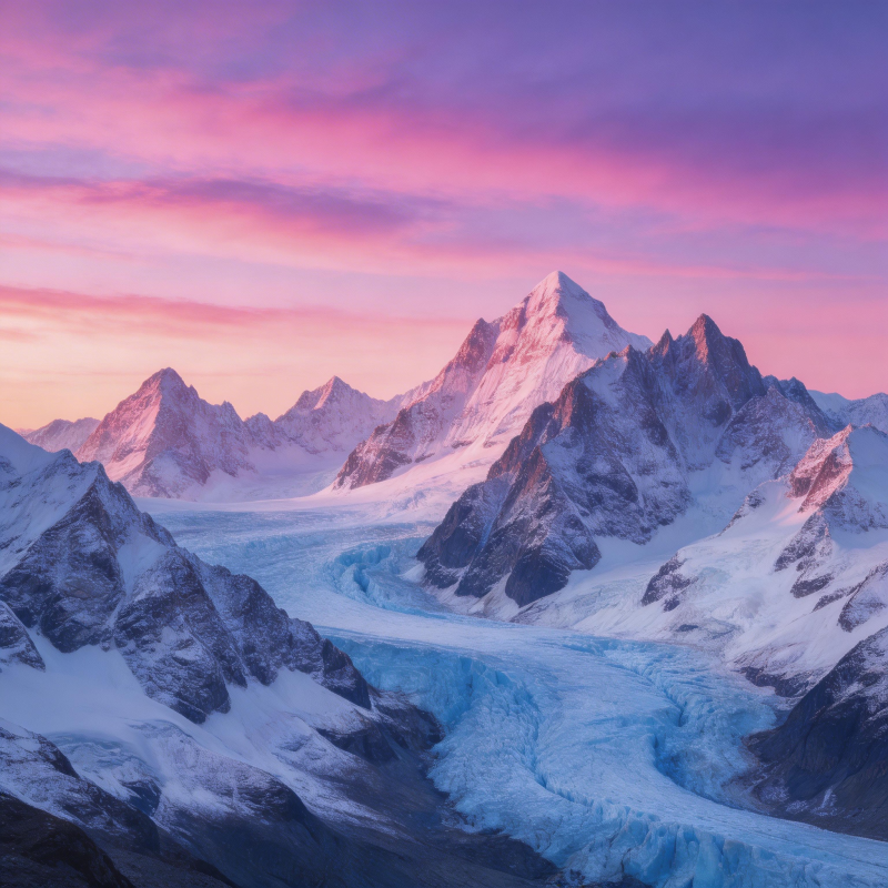 雪山日出美景图片