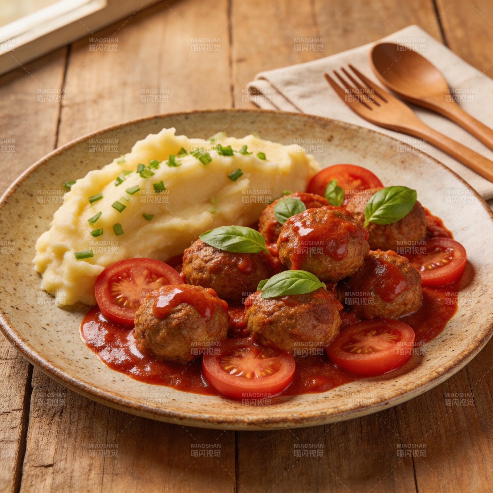 肉丸配土豆泥图片