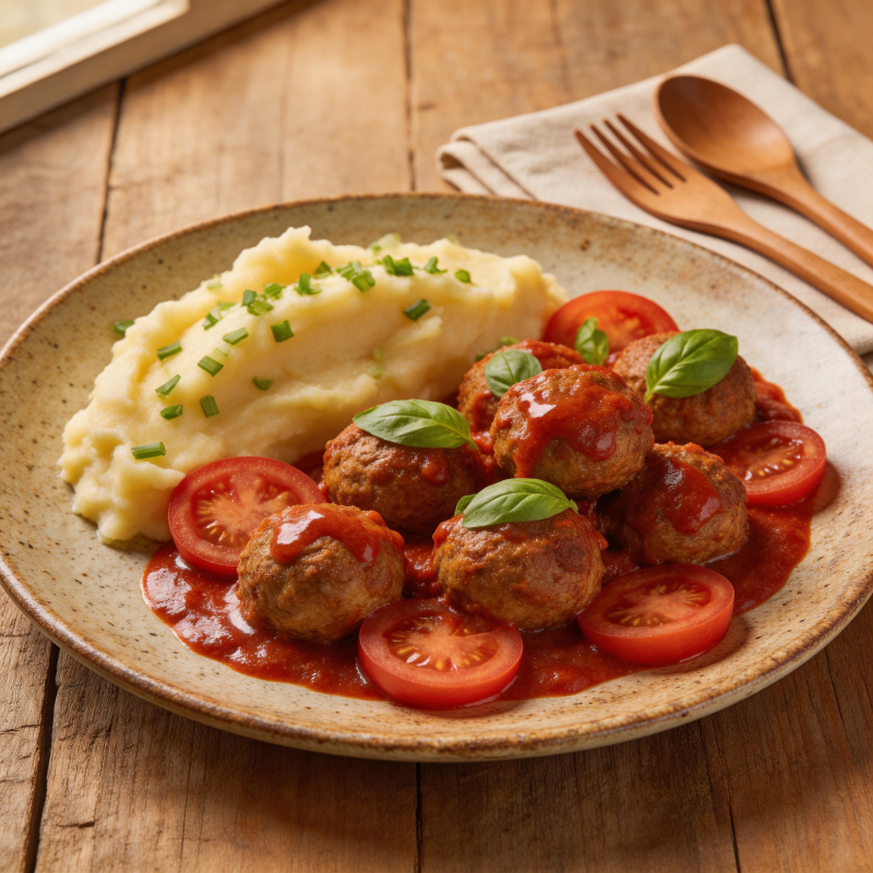 肉丸配土豆泥图片