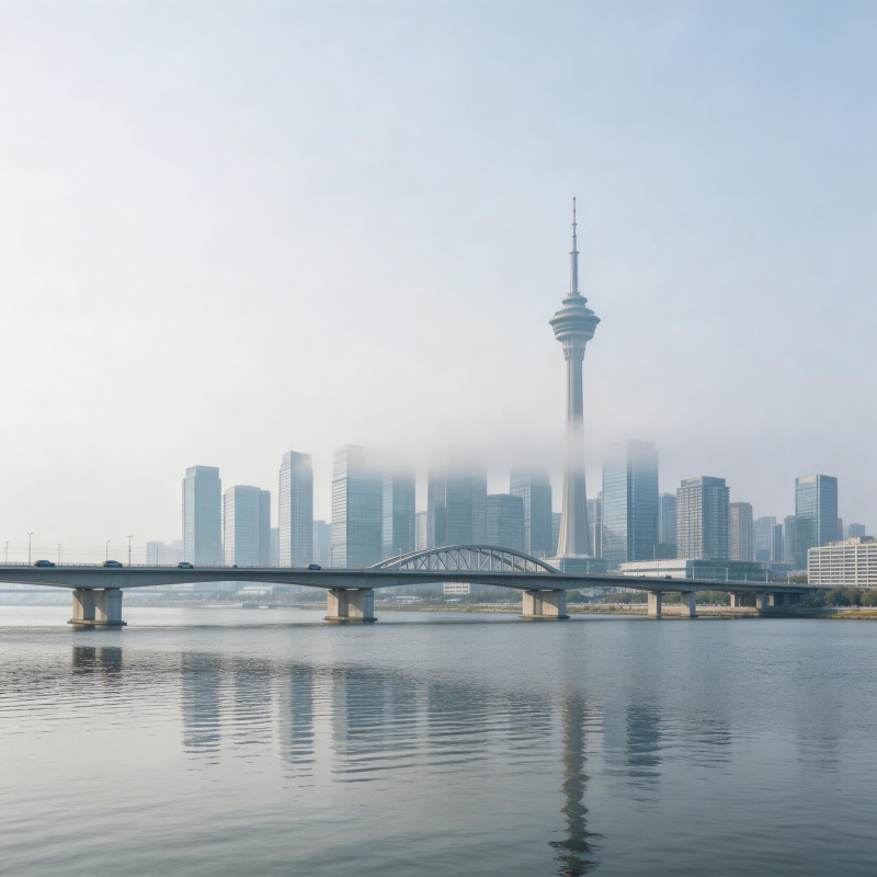 城市天际线与大桥图片